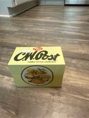 Vintage C.W. Post Family Style Cereals Decorative Box - Yellow